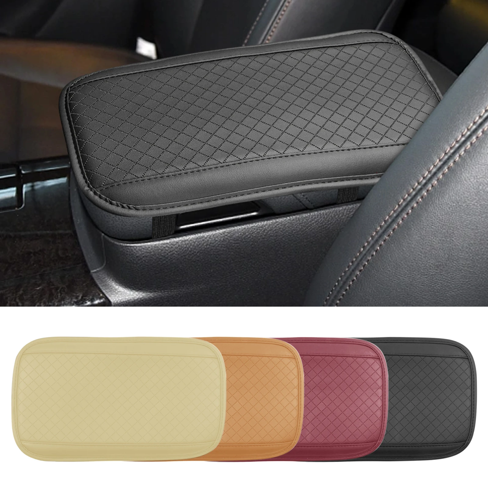 Car Armrest Cover Cushion Central Armrest Box Pad Elbow Rest Pad PU Leather Car Interior Decoration Auto Seat Box Protection Pad