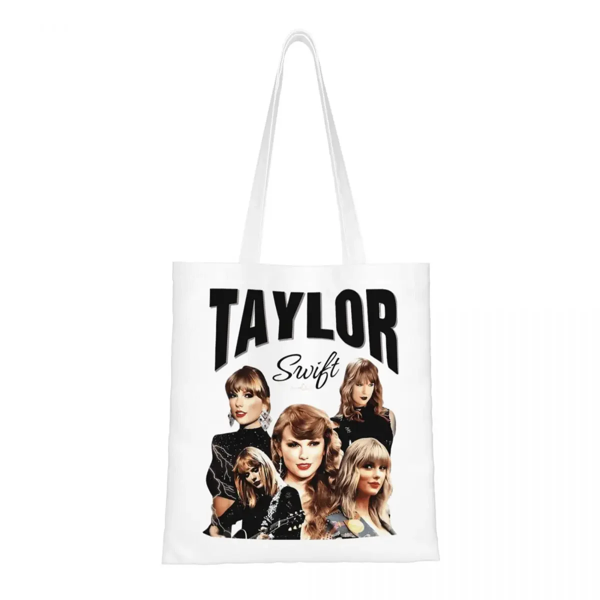 Swifties Vintage 90s Tote Bags Women Handbag Foldable Student Shoulder Bag Printed Grocery Bag