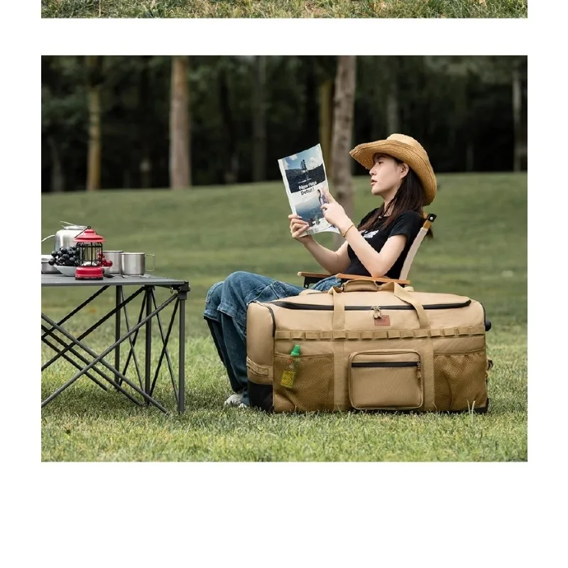 حقيبة ظهر للسفر ذات سعة كبيرة في الهواء الطلق، حقيبة تخزين ذات عجلات شديدة التحمل لمعدات ومستلزمات التخييم #2