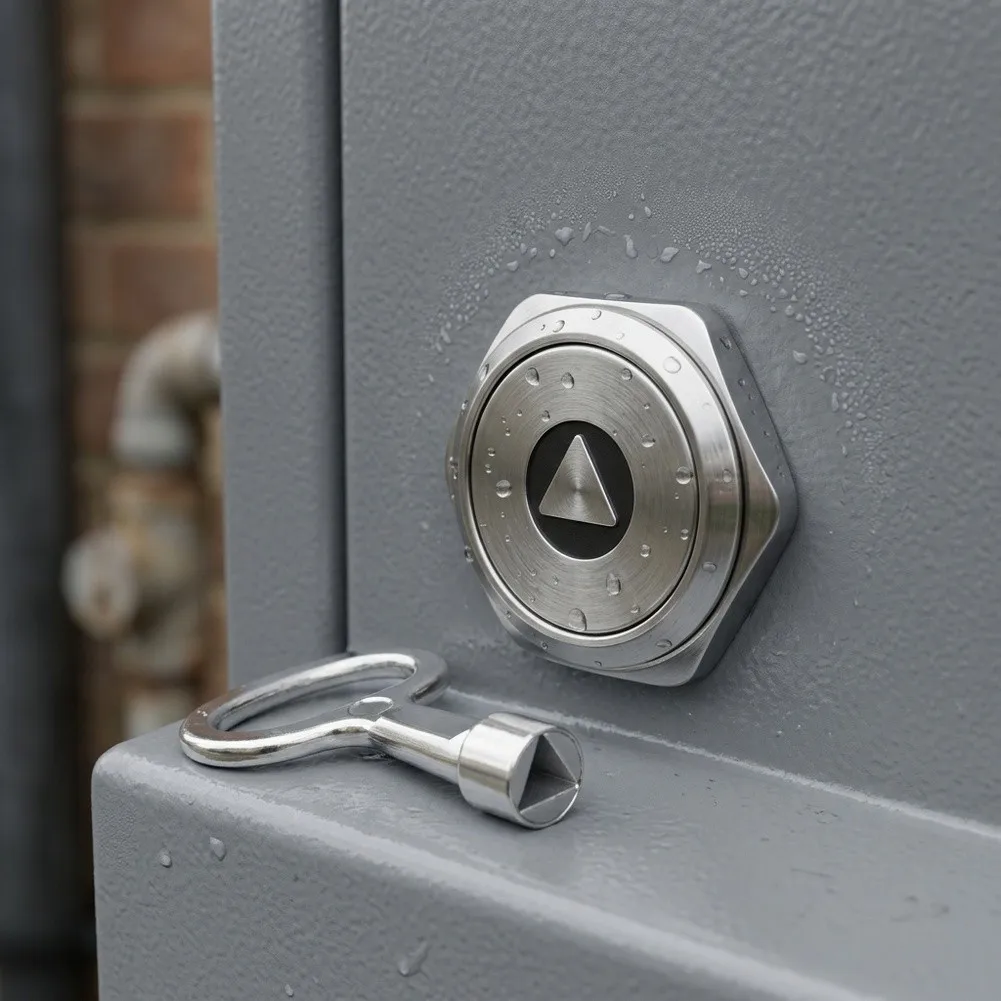 Triangle Cylinder Lock Made of 304 Stainless Steel with Protective Cover for Outdoor For Electrical Cabinet Security