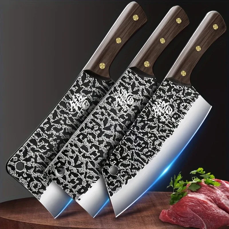 Professional Forged Stainless Steel Kitchen Knife - Ultra Sharp High Hardness All-in-One Meat Cutter for Home