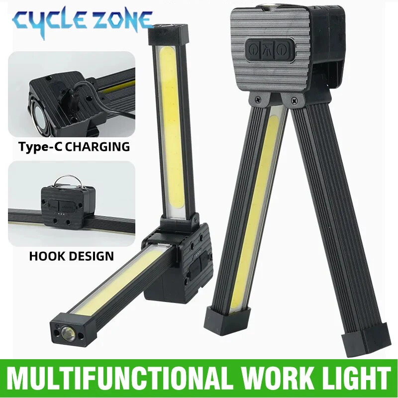 كشاف COB محمول TYPE-C قابل لإعادة الشحن متعدد الوظائف مصباح يدوي قابل للطي لإصلاح السيارات ضوء العمل معلق للتخييم