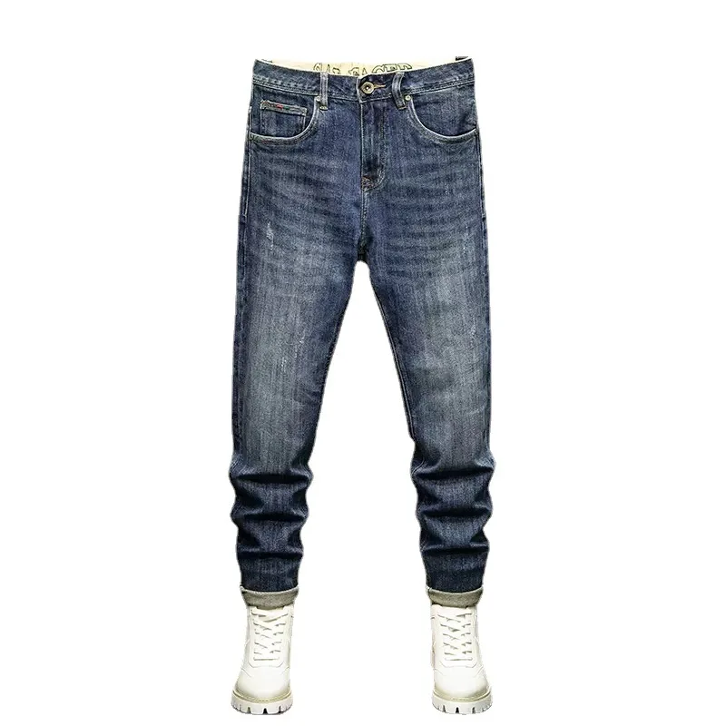 Newly Designer Fashion Men Jeans High Quality Retro Blue Elastic Slim Fit Vintage Jeans Men Trousers Casual Denim Pants Hombre