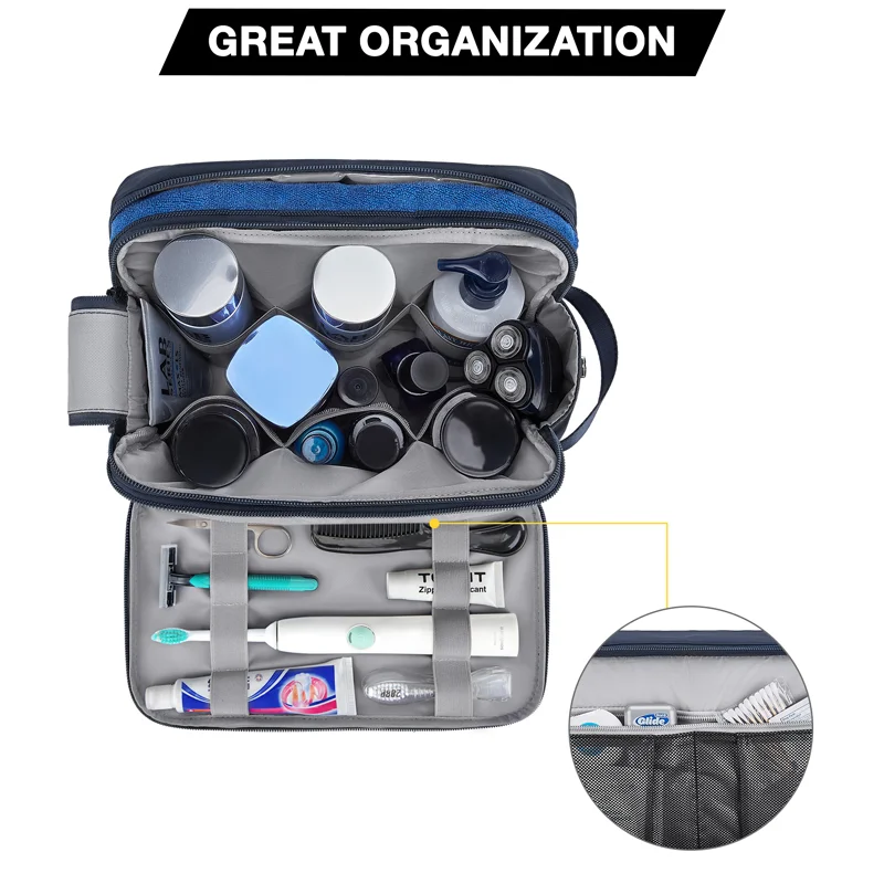 BAGSMART borsa da toilette da uomo custodia cosmetica di grande capacità impermeabile elementi essenziali da viaggio per accessori da toeletta