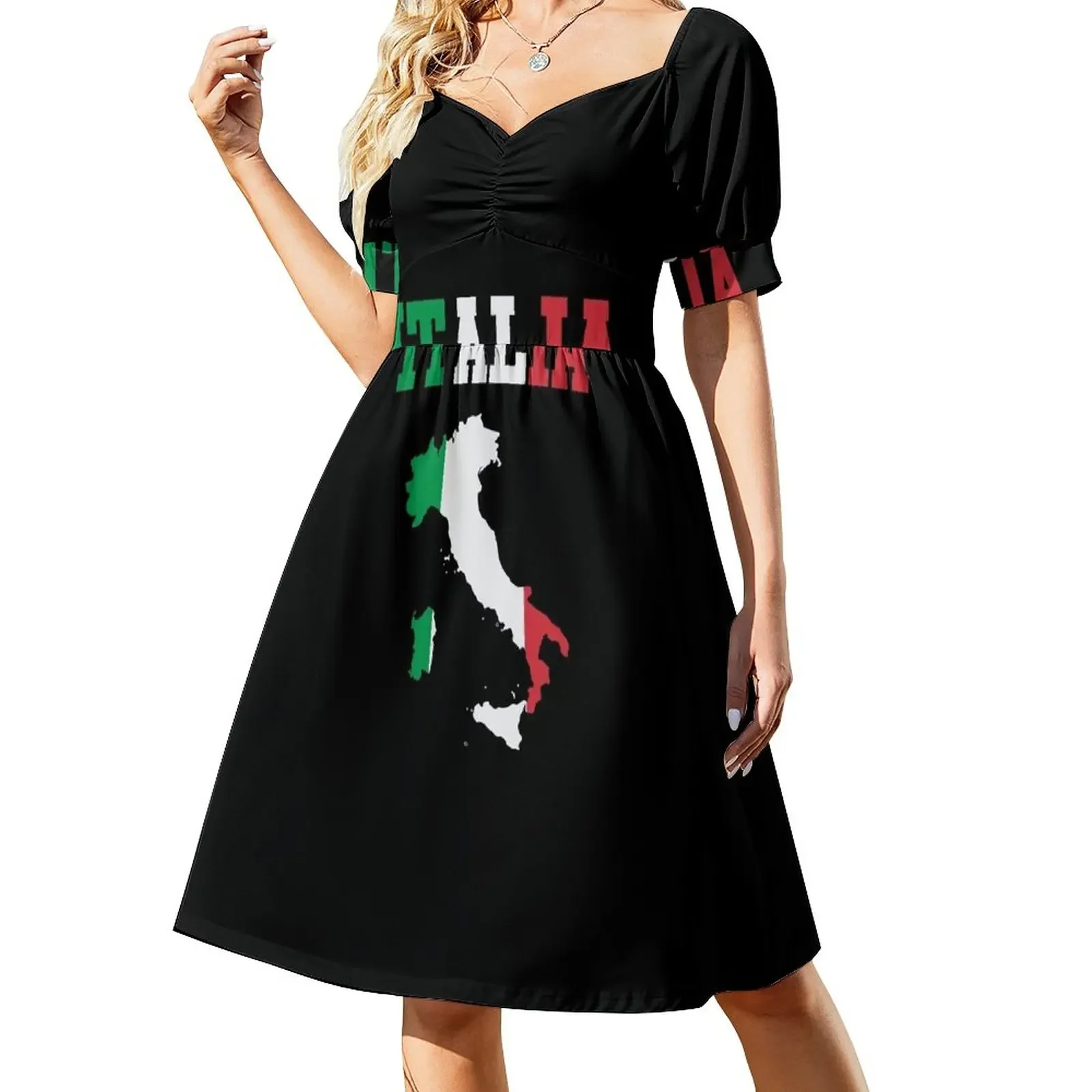 

vintage Italia Flag Italy Italian Italiano Gifts Short-Sleeved Dress Women's long dress women evening dress