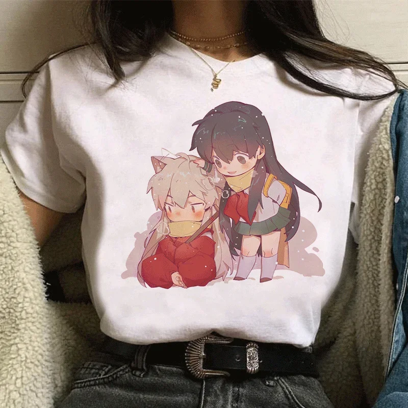 Japanese Anime Cartoon Funny Inuyasha Harajuku Vintage Ropa De Mujer 2021 Kawaii Graphic Shirt Women Clothing Streetwear