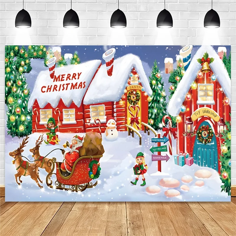 

210X150cm Christmas Gingerbread Gingerbread House Candy House Photography Backdrops Birthday Party Decoration,F Durable