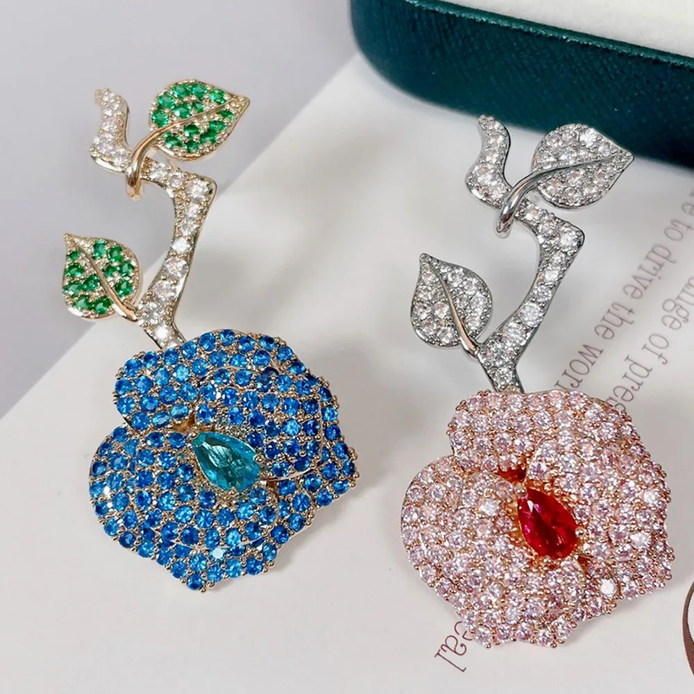 

Soramoore Romantic Sweet Cute Flower Hollow Earrings Full Cubic Zirconia for Women Wedding Chic Trendy Earrings High Quality