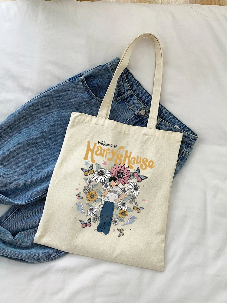 1pc Vintage Harry House Pattern Canvas Shoulder Tote Bag School Bag Handbag & Shopping Gift Bag Perfect For Outdoors Travel Gift