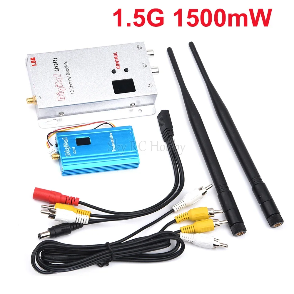 FPV 1.5GHz 1.5G 1500mW 12 Channels Long Range Video Transmitter Receiver 1.5g Mini Wireless Transmitter Long Distance System RC