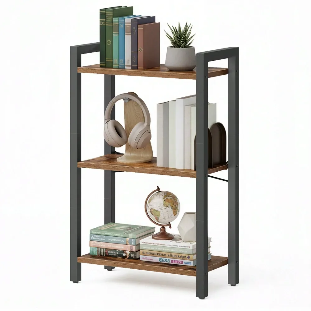 

3Tier Bookshelf, Bookcase With Steel Frame, Book Shelf For Living Room, Home Office, Study, 9.4 X 15.7 X 30.1 Inches, Industria