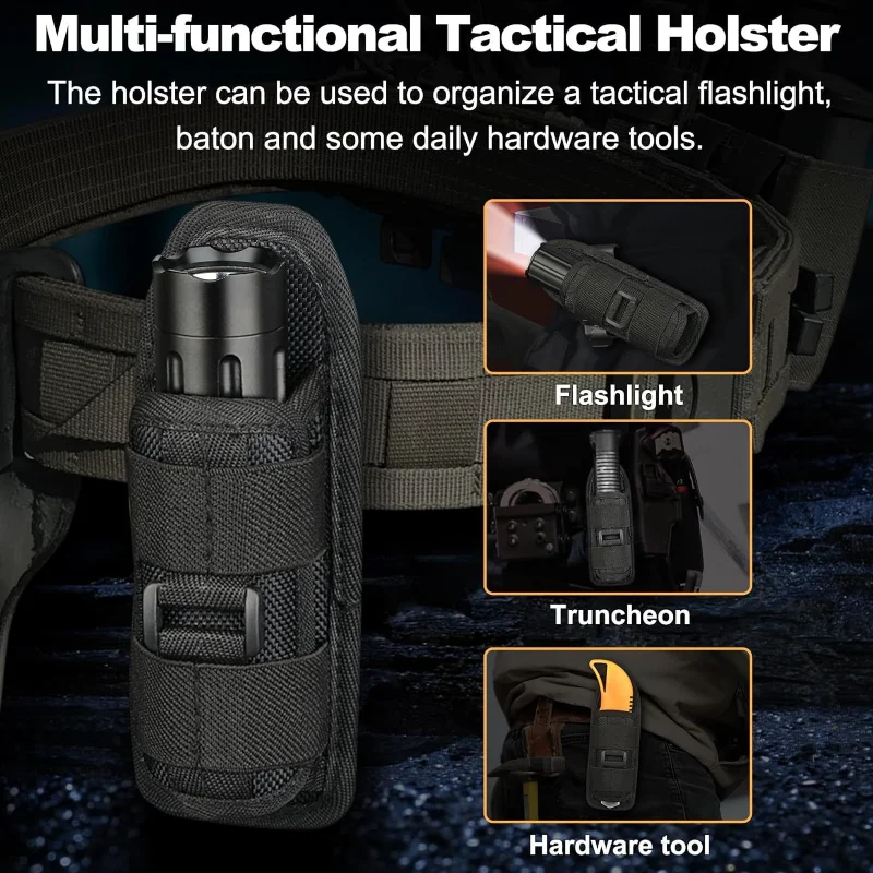

Flashlight Holder Wear Resistant and Lightweight Adjustable Rotatable Nylon Sheath for Outdoor Hunting Hiking Gear Outdoor Tools