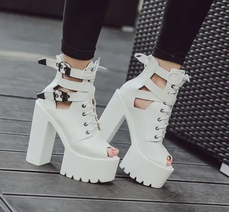 Korean version of the super high classic fish mouth booties thick with the stage high heel boots fashion women\'s sandals