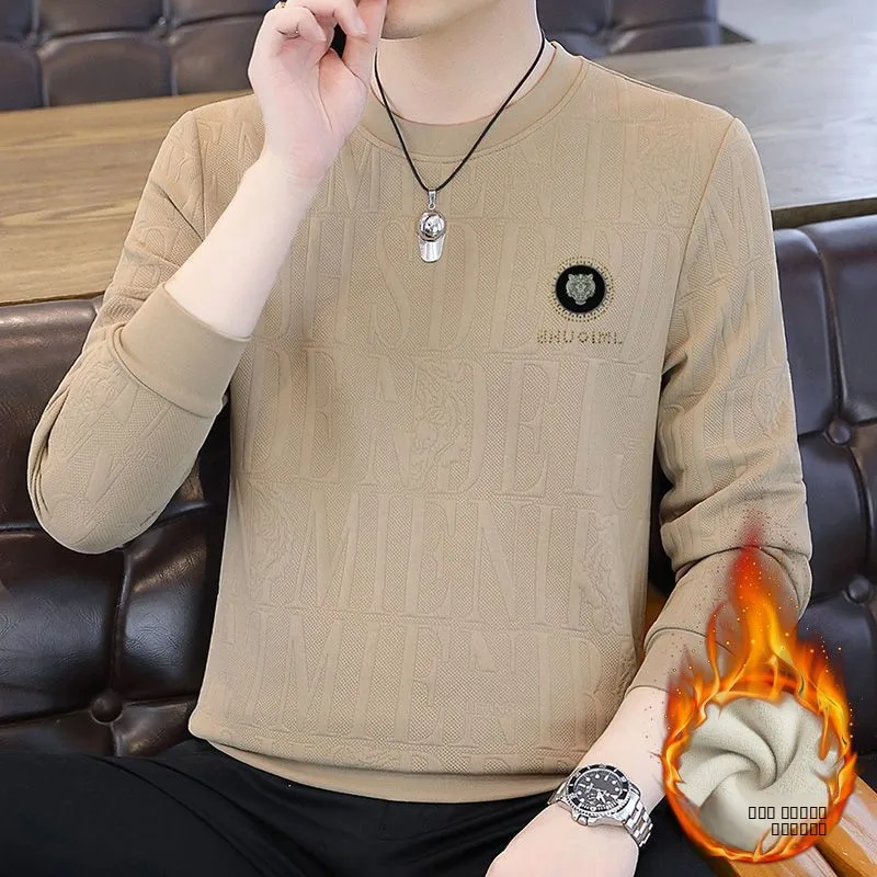 

Мужская толстовка Long Sve Fce на подкладке, круглая, с вышивкой, Thiened, повседневная базовая одежда, осень-зима, новинка Sle 2025