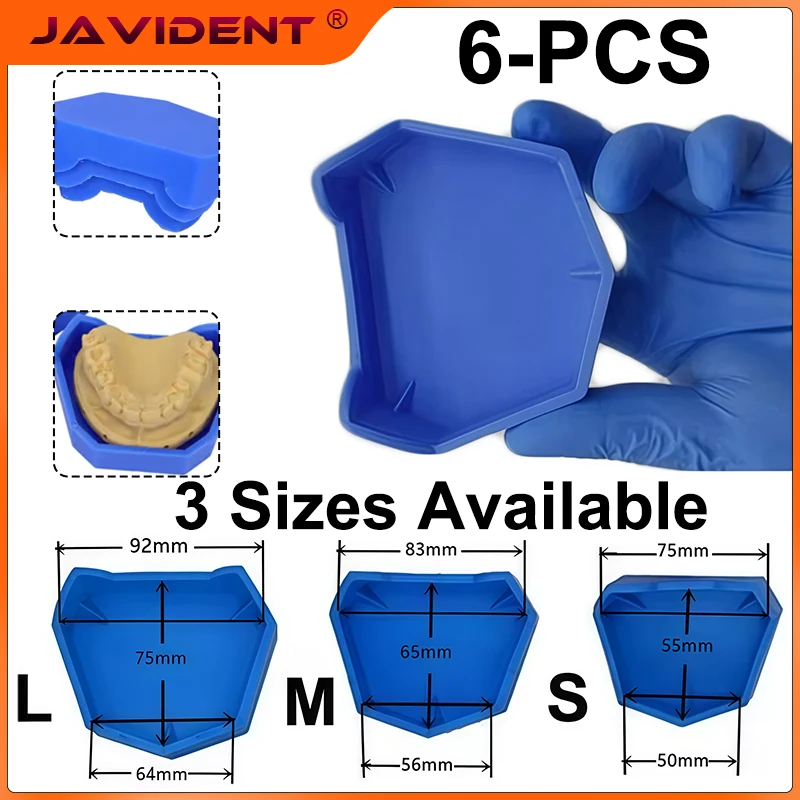 JAVIDENT 6pcs/set Dental Model Base Set 3 Sizes Former Base Dental Lab Mold Plaster Base Denture Impression Tray Dentist Tools