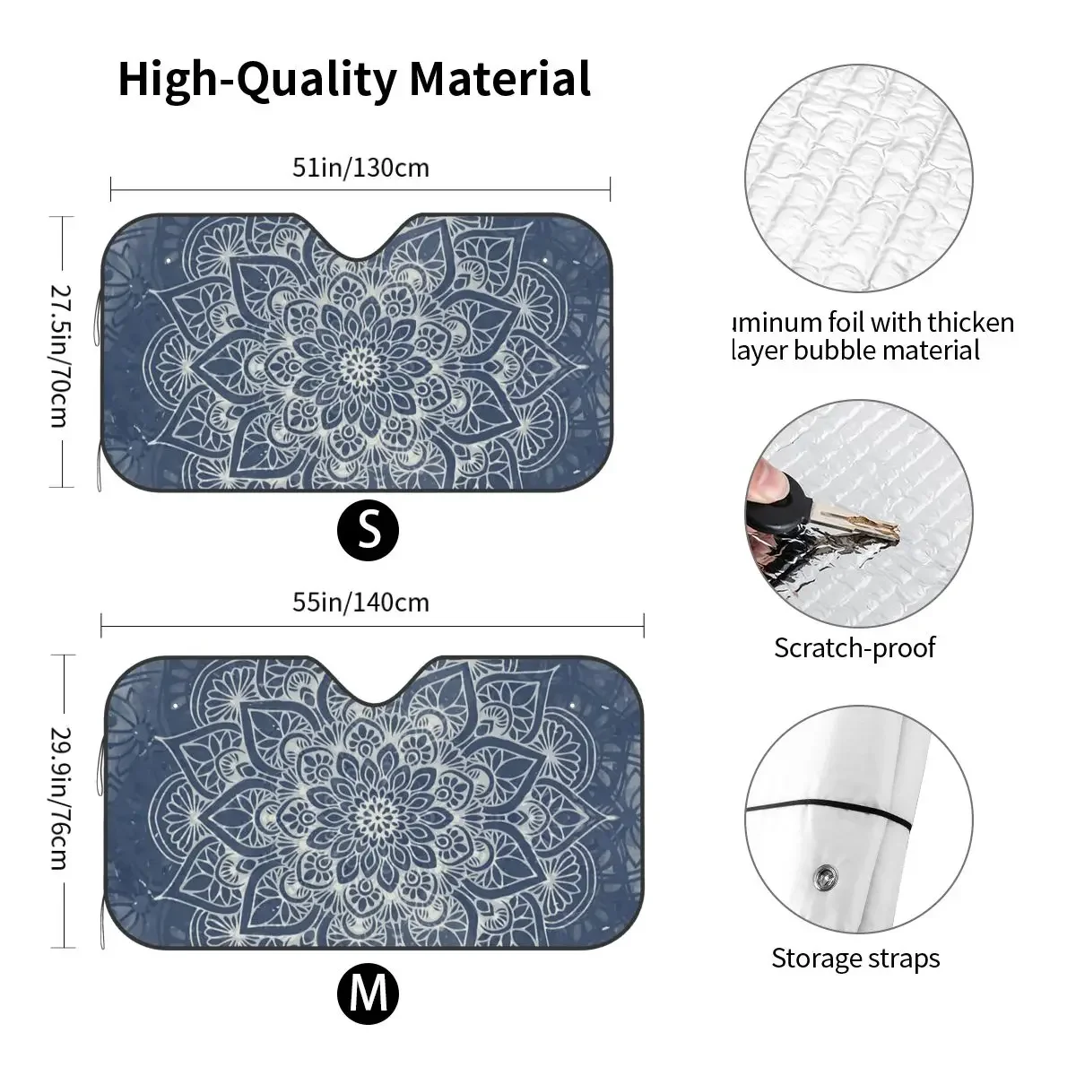 Mandala Yoga Love Windshield Sunshade Occult Witch Magic Boho Car Front Window Visor Sunshade Visor Ice Shield Dust Protection