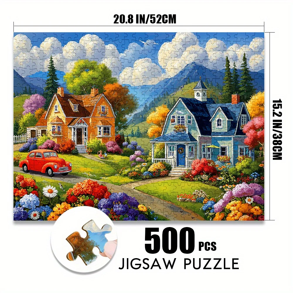 1000pcs Adult Puzzle - 500pcs Paper Puzzle - Large Size 27.56x19.69inch - Country Villa Garden Landscape - DIY Creative Game f