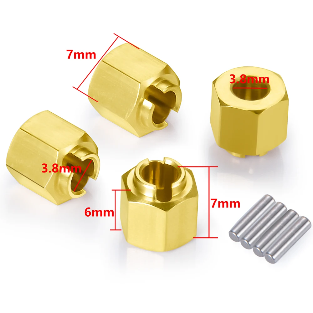 TRINOOD 4PCS 6mm 7mm Brass Wheel Hex Hub Extenders Adapters 4/5mm for TRX4-M 1/18 RC Crawler Car Upgrade Part