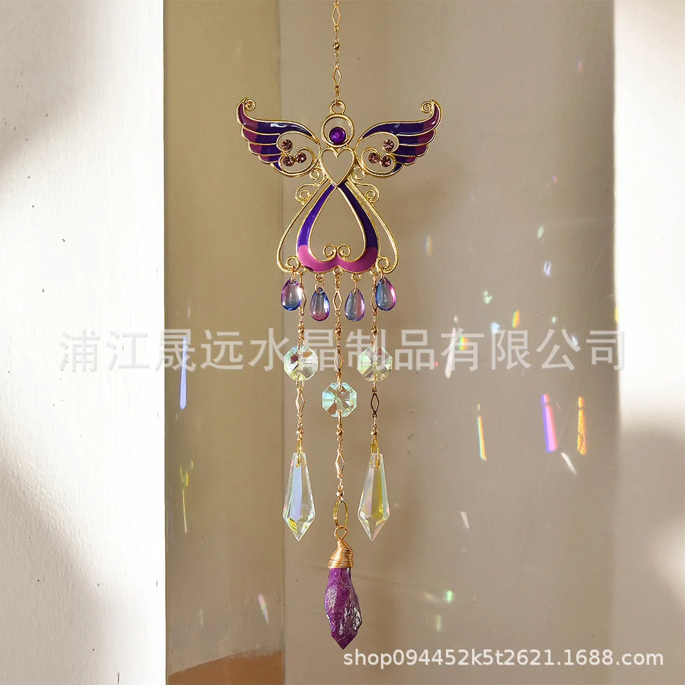 

WW direct supply wind chime crystal pendant courtyard home hanging decoration multi-color angel crystal
