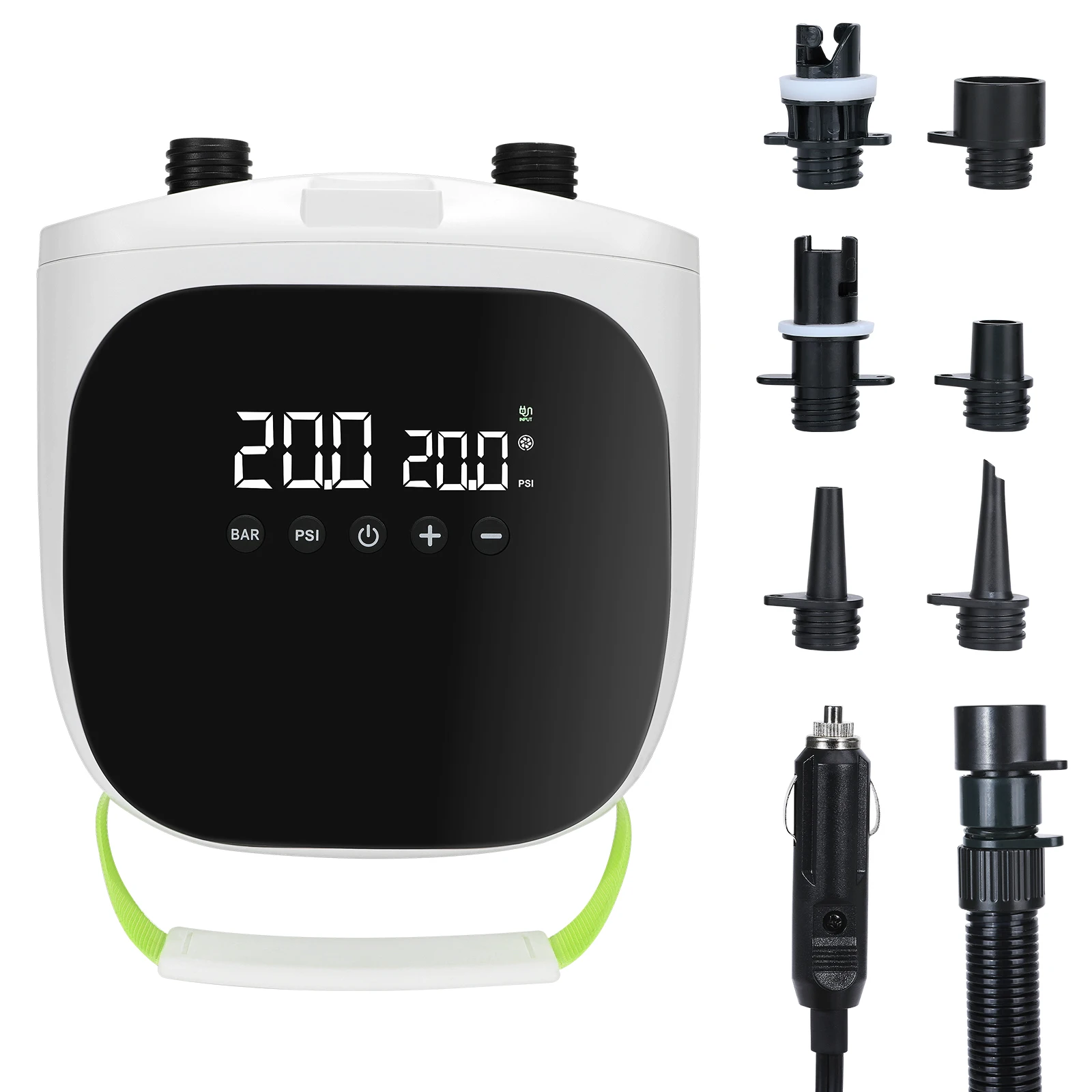 

20PSI High Pressure Paddle Board Pump Electric with Intelligent Dual-Stage Inflation, Deflation & Auto-Off Function 12V DC Car C