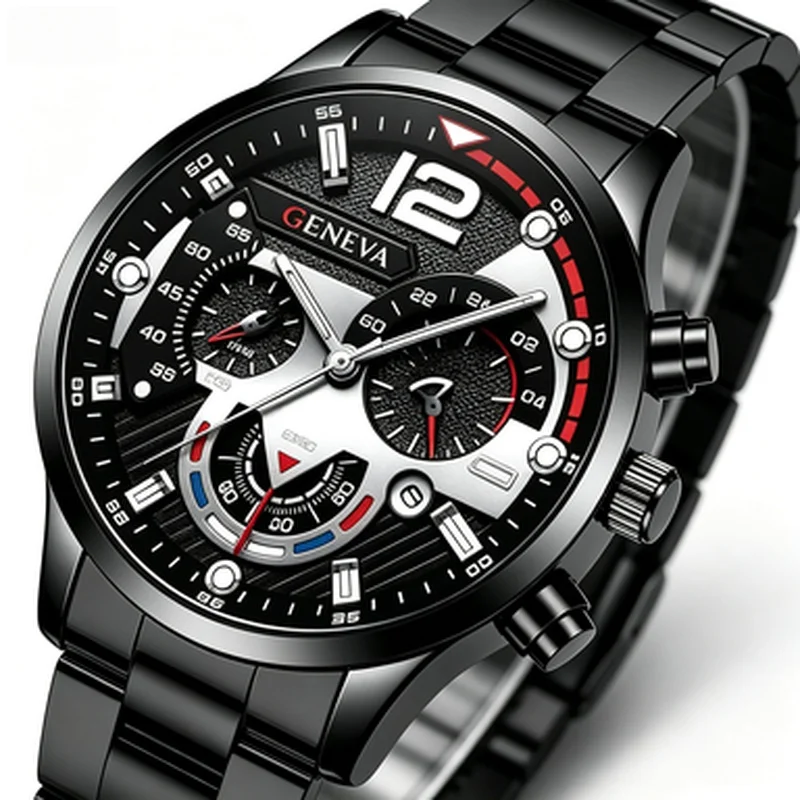 Fashion Men Wristwatch Stainless Steel Strap Analog Quartz Watch Sports Luminous Hands Male Wrist Watch