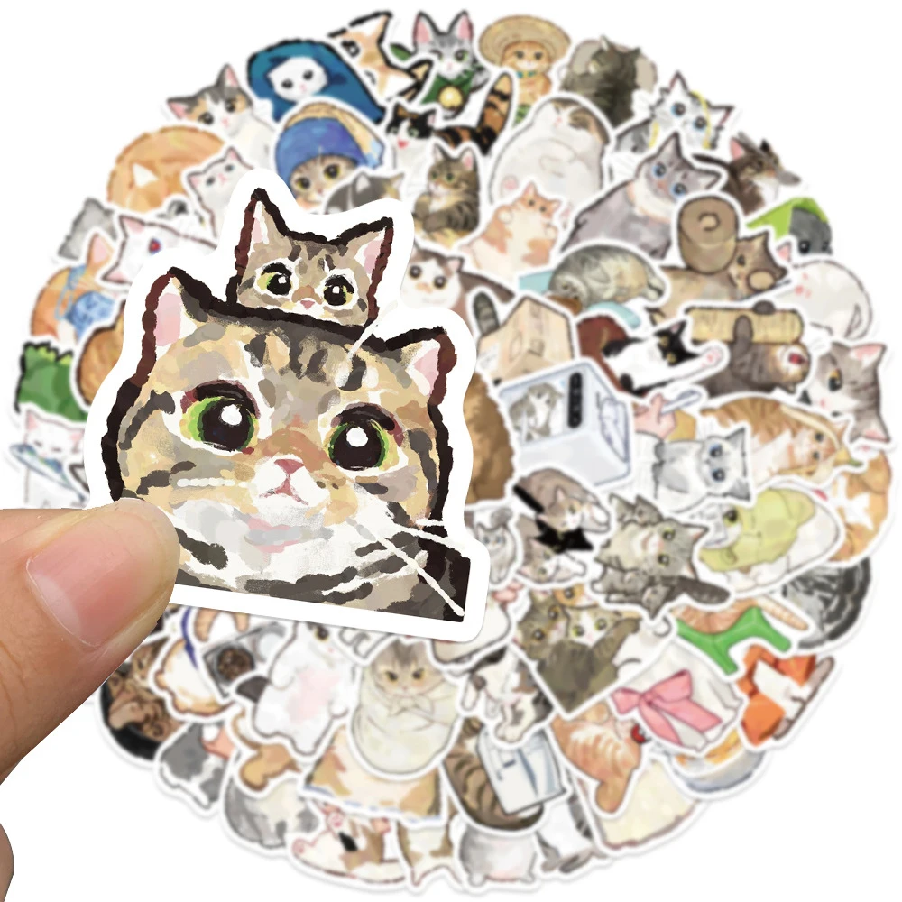 10/30/77pcs Cute Cat Graffiti Stickers DIY Stationery Phone Case Laptop Fridge Guitar Waterproof Kawaii Animal Decoration Decals