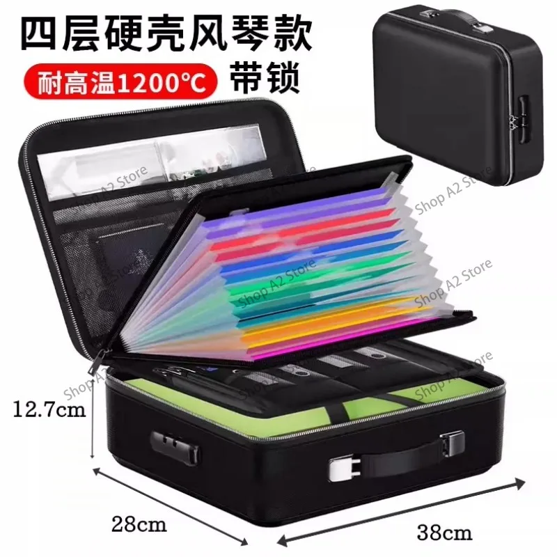 Hard Waterproof Fireproof Certificate‑Storage‑Bag Portable Document‑Organizer‑Pouch For Valuable‑Files