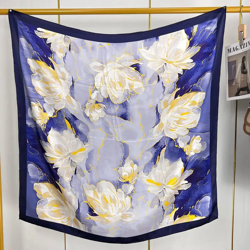 foulard-carre-100-soie-de-murier-pour-femme-motif-bleu-peinture-a-l'huile-chale-de-protection-solaire