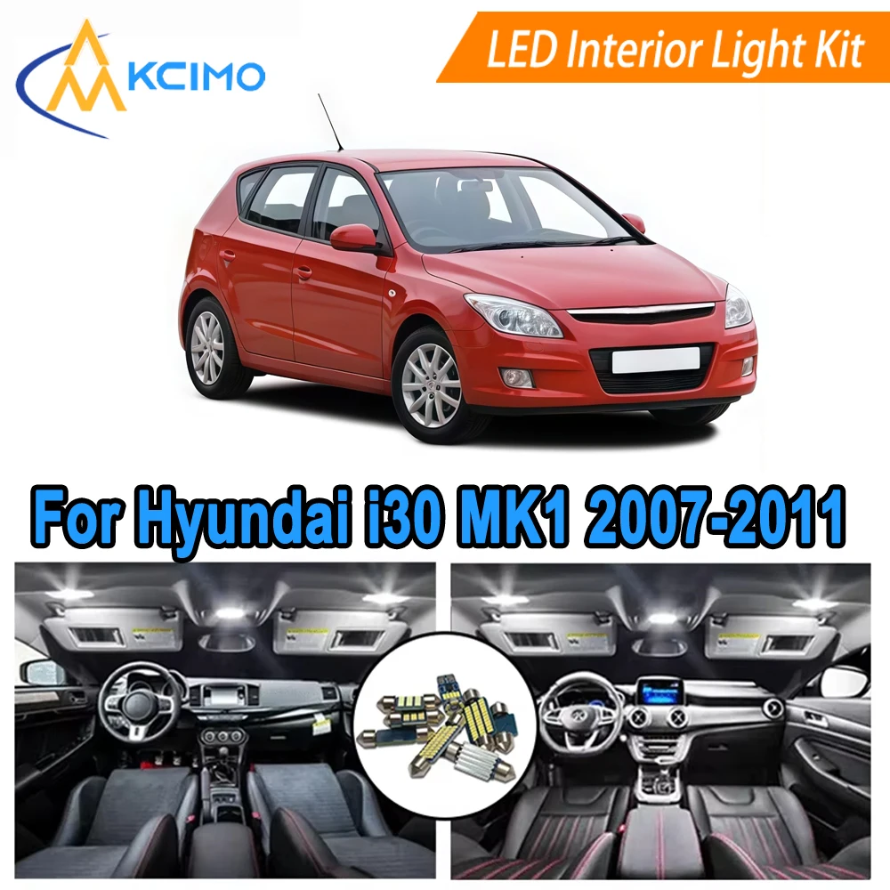 

Interior LED Upgrade Kit For Hyundai i30 MK1 2007-2011 Dome, Map, Door, License Plate Lights Easy Install​