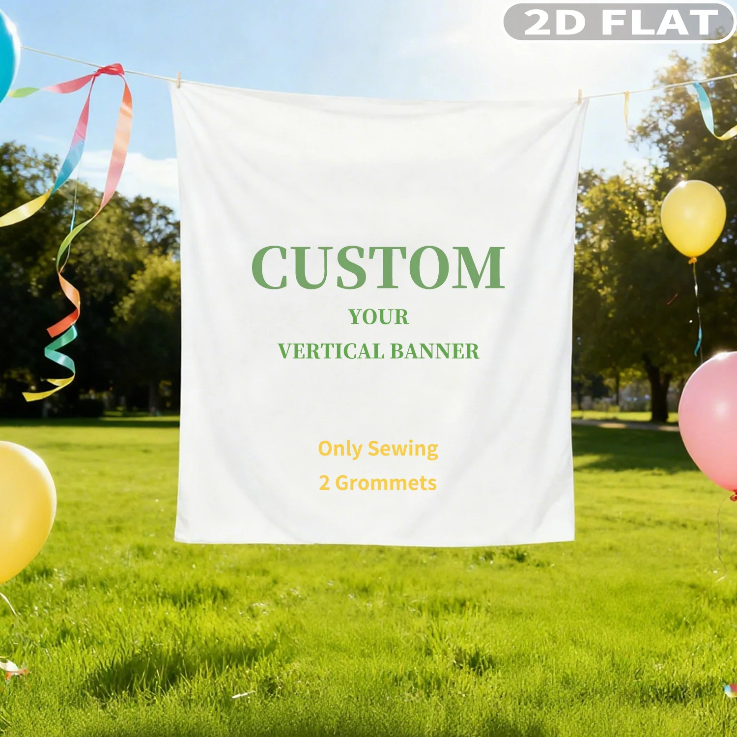 قطعة واحدة من لافتة الحفلات العمودية المخصصة، خياطة من البوليستر فقط/لافتة خلفية بحلقين، مثالية لديكور معلق لعطلة أعياد الميلاد #1