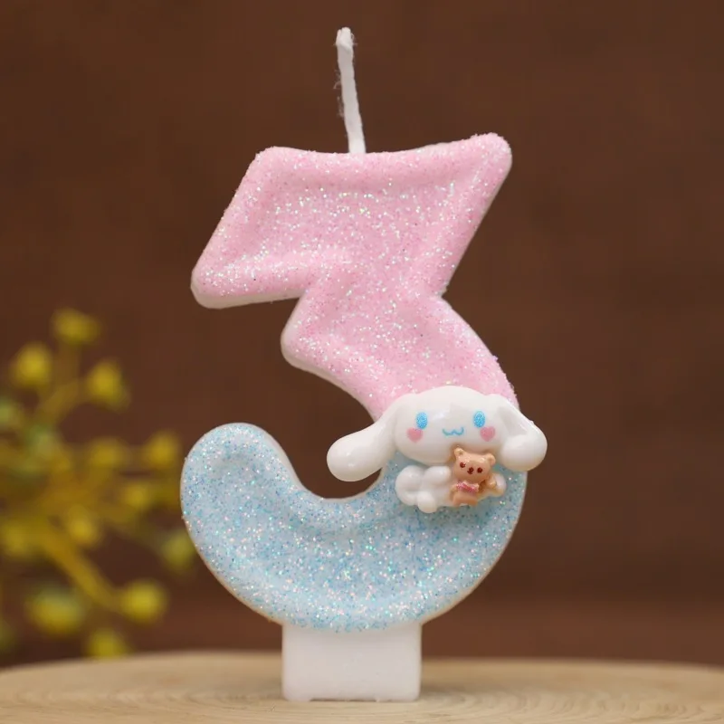 سانريو لطيف سينامورول الكلب 0-9 عدد شمعة ثلاثية الأبعاد Kawaii شخصية كرتونية كعكة حفلة المكونات في كعكة عيد ميلاد الديكور ﻿ الهدايا