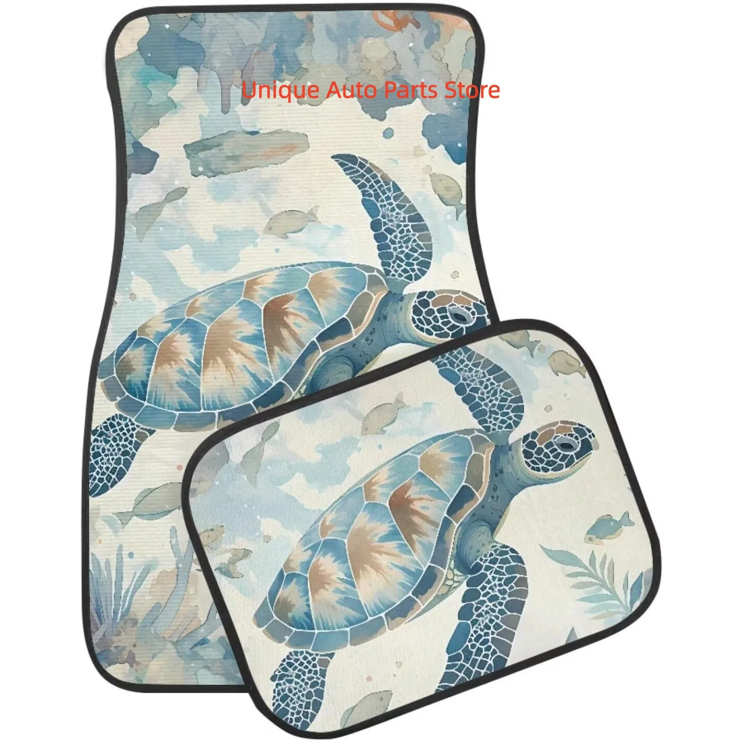 Car Floor Mats Non-Slip Automotive Floor Mats Retro Turtle Front Rear Car Floor Foot Mat Sets of 4 Foot Mats Rugs Carpet for Car