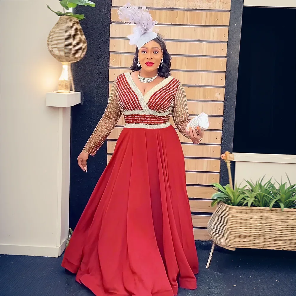 

2024, большие размеры, африканские вечерние свадебные платья для женщин, блестки, Дашики, Анкара, вечернее платье с v-образным вырезом, Турция, африканская одежда, Femme