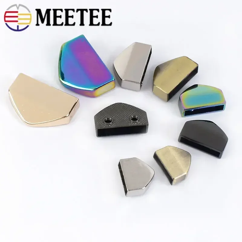 Meetee 10/20pcs 12/18/25mm Metal Tail Clip Screws Stopper Buckles Zipper End Hook Bag Belt Decoration Buckle DIY Accessory KY421