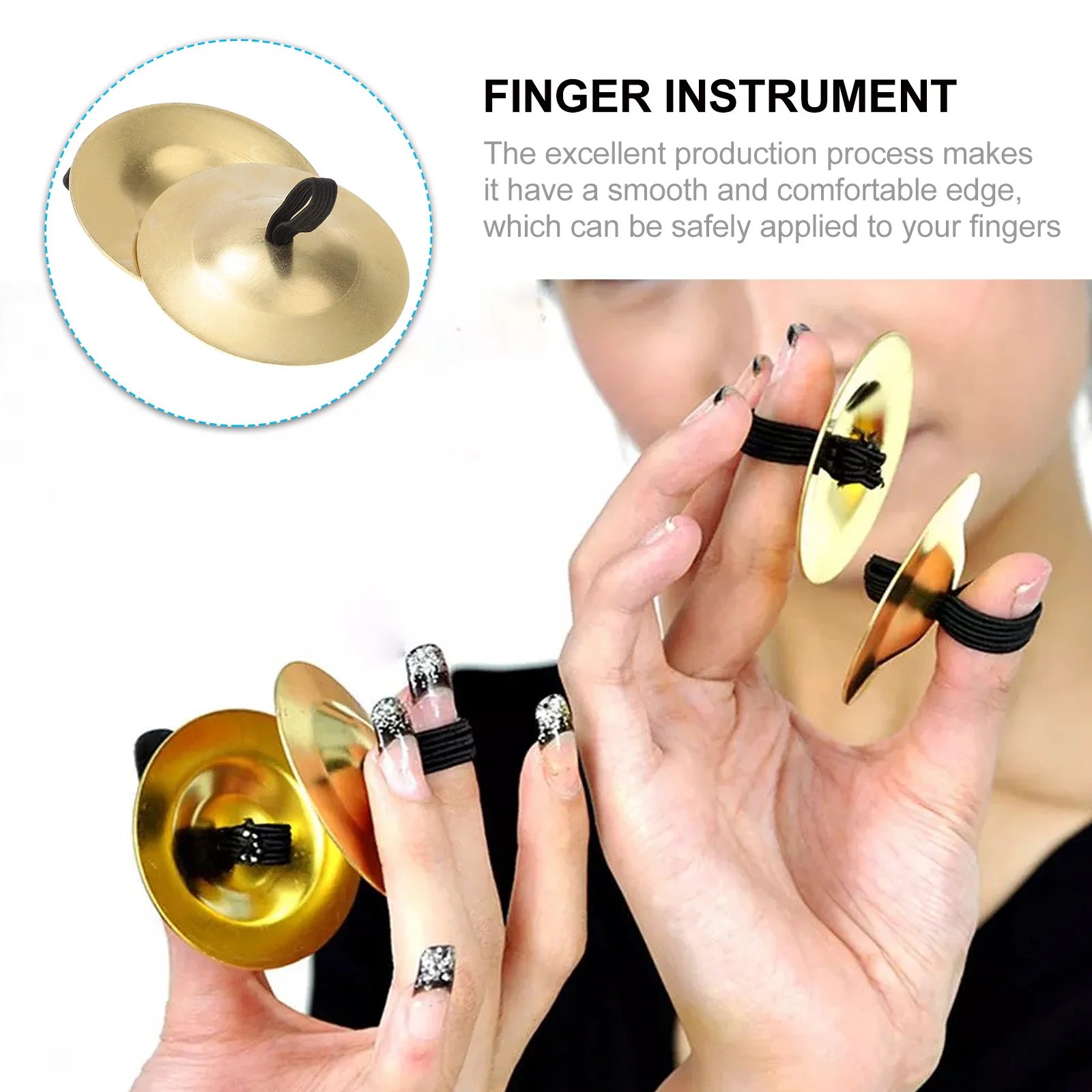 

6 Pcs Finger Percussion Instruments Copper Bowl Musical Wing Golden Cymbals Belly