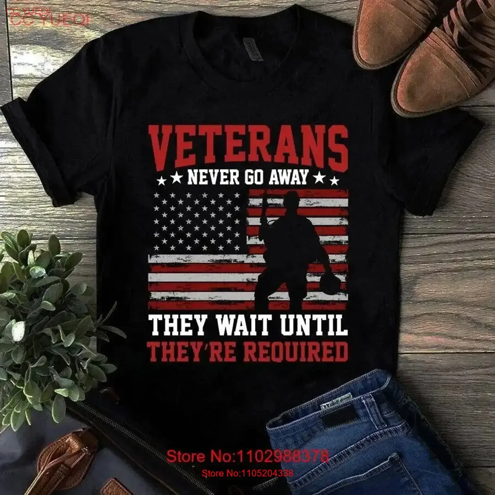 Veterans Never Go Away They Wait Until They're Required T Shirt vintage Washed Breathable Casual graphic Stretched vintage