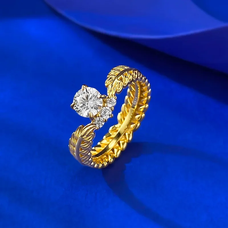 2025  S925 silver gold-plated 50 cent wheat ear ring with classic design, retro style wedding jewelry