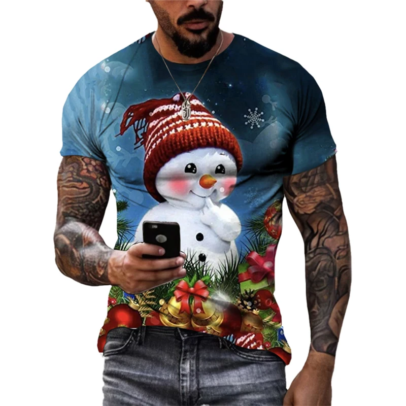 Fashion Unisex Funny Christmas Mood graphic t shirts Trend Men Celebrate Holiday Casual Printing O-neck Short Sleeve Tees Tops