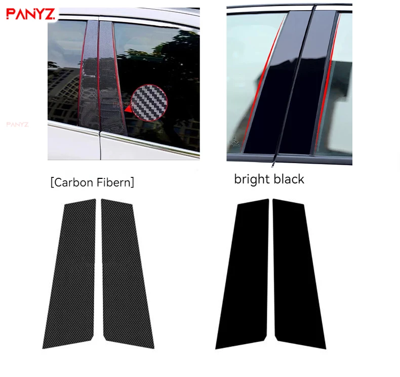 6 Pcs Car Glossy Piano Black Window Pillar Posts Door Trims Cover Sticker for VW Jetta 2019 2020 2021 Auto Exterior Accessories