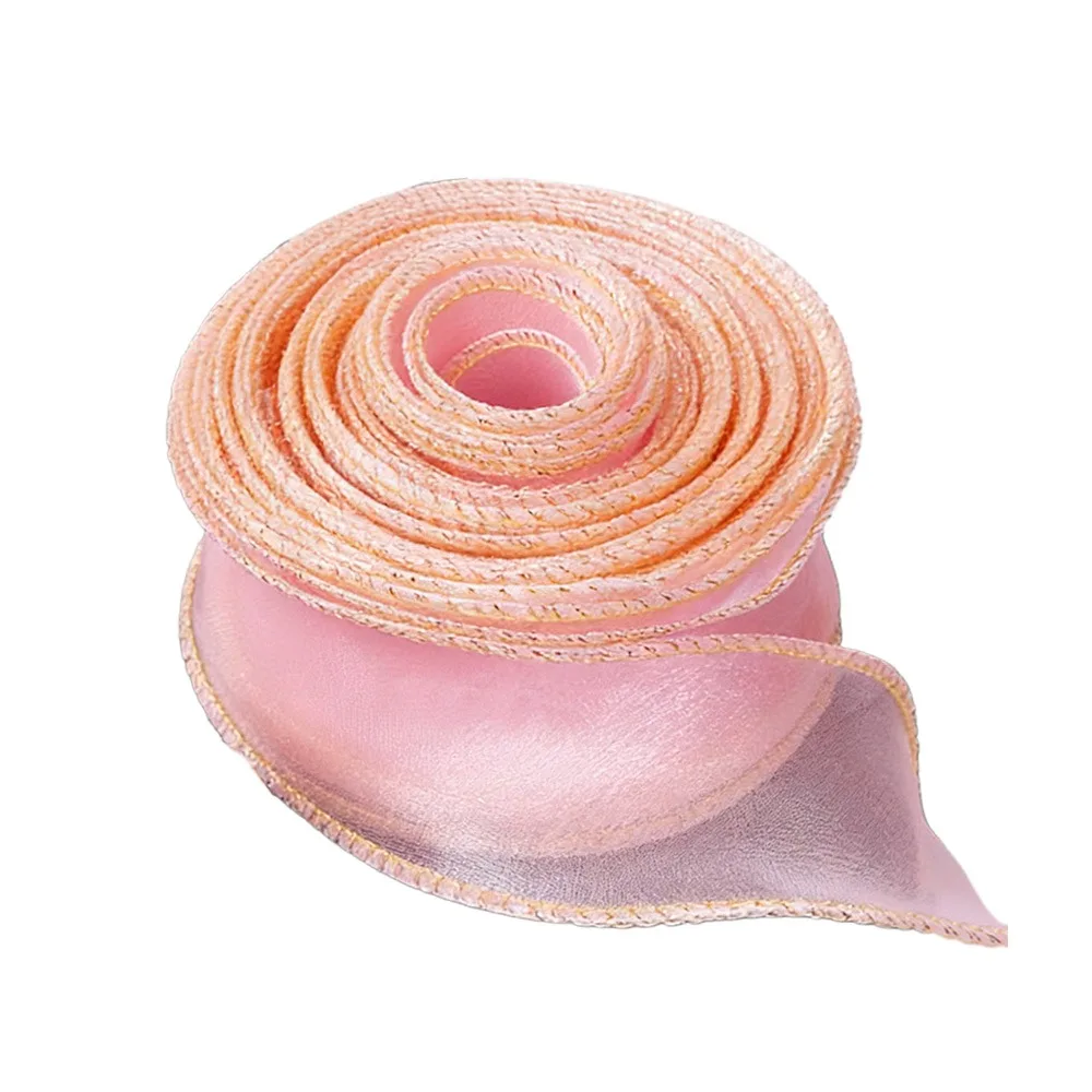 

4cm Width Organza Ribbon 10 Yards Length Wired Design Wavy Edge Ribbon Satin Texture Yarn Material Solid Color Ribbon