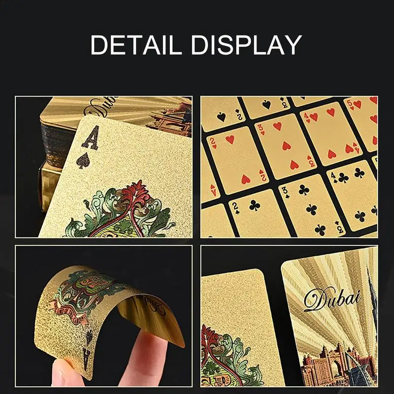Gold Waterproof Playing Cards Gold Foil Poker Cards Deck Professional Poker Playing Cards Dynamic Poker Game Portable & Creative