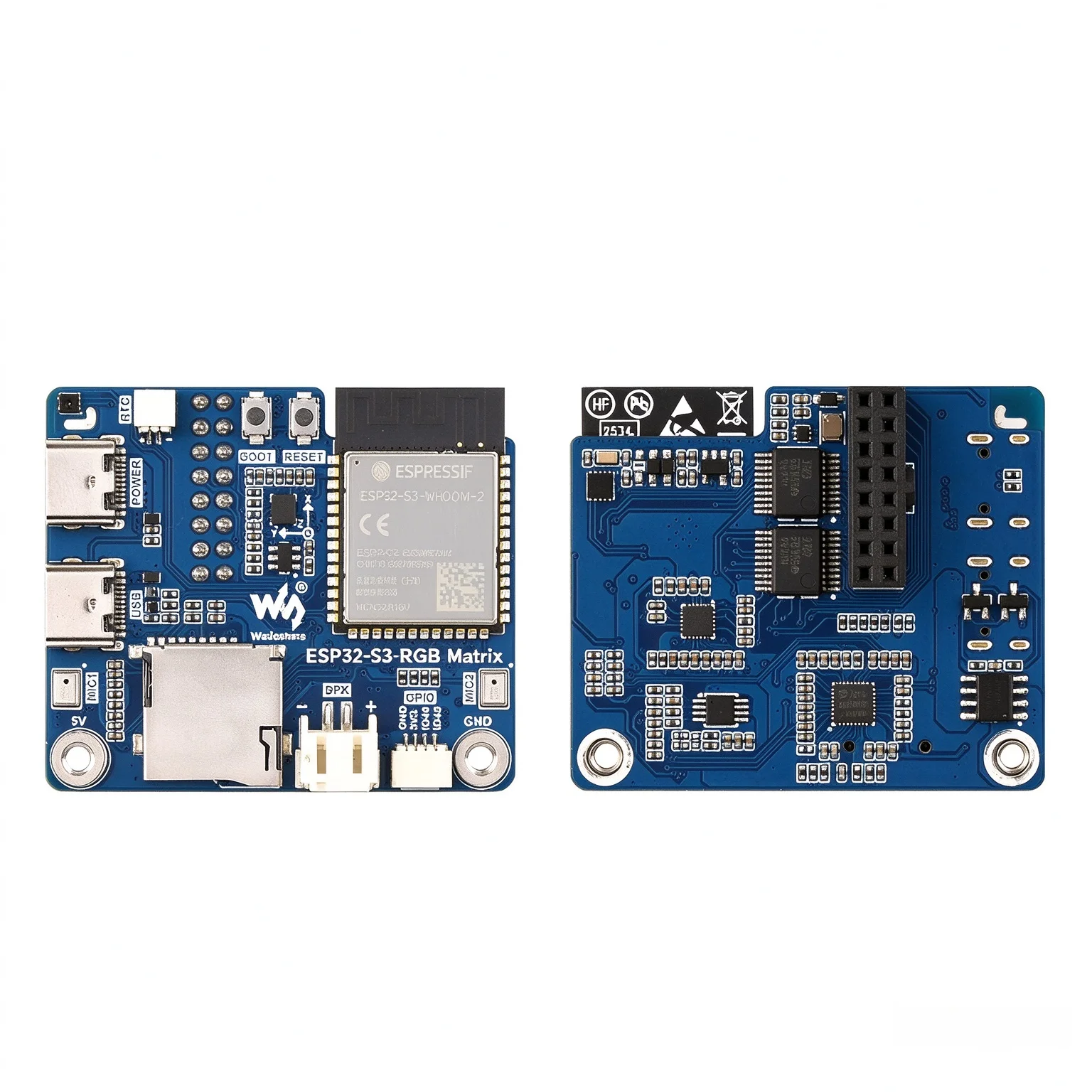 ESP32-S3 RGB Matrix LED Driver Board, Dot Matrix Display, Dual Microphone, AI Voice Interaction WiFi BLE IoT Development Board