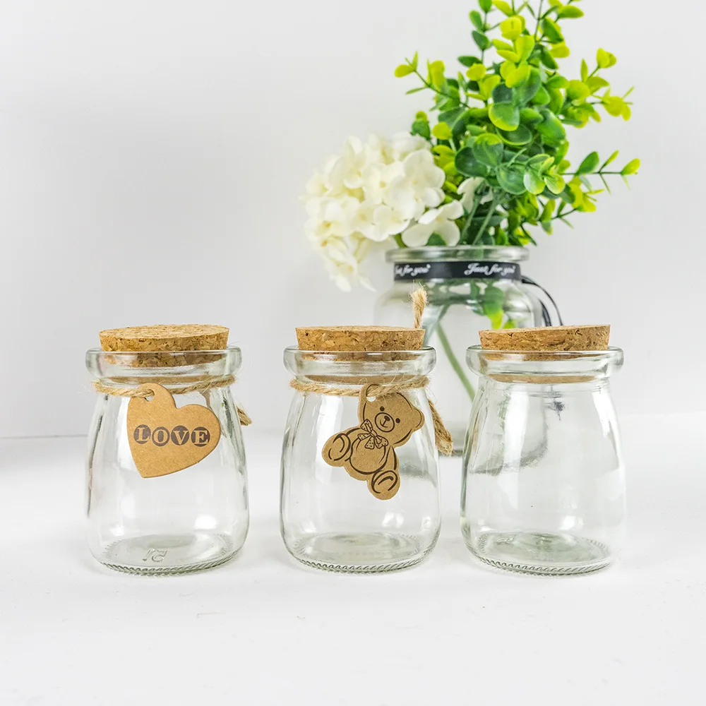 100ml Clear Glass Pudding Bottle Cork Storage Jars Crafts Gifts Exhibits Reusable Hyaline Vitreous Vials 6Pcs a Set