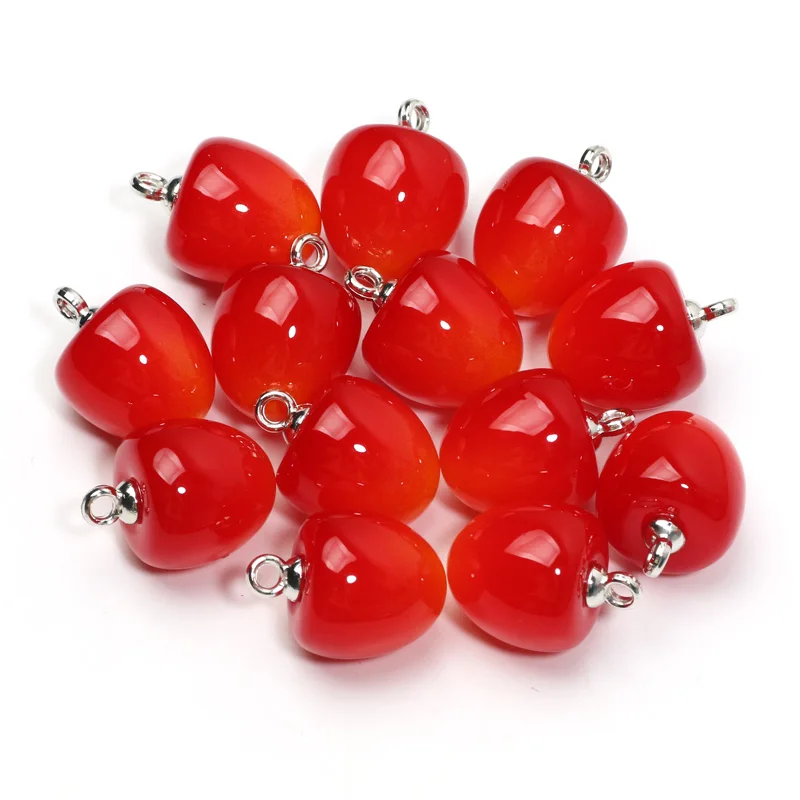 10pcs Red Cherry Shape Small Pendant Resin Charm For Jewelry Making Earrings Necklace Bracelet Handmade Craft DIY Supplies 15mm