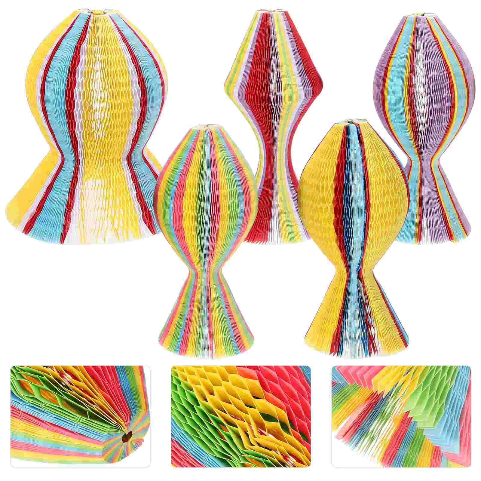 

5Pcs Rainbow Color Honeycomb Paper Origami Sun Hats Folding Vase Hat Party Favors DIY Caps (S Type)