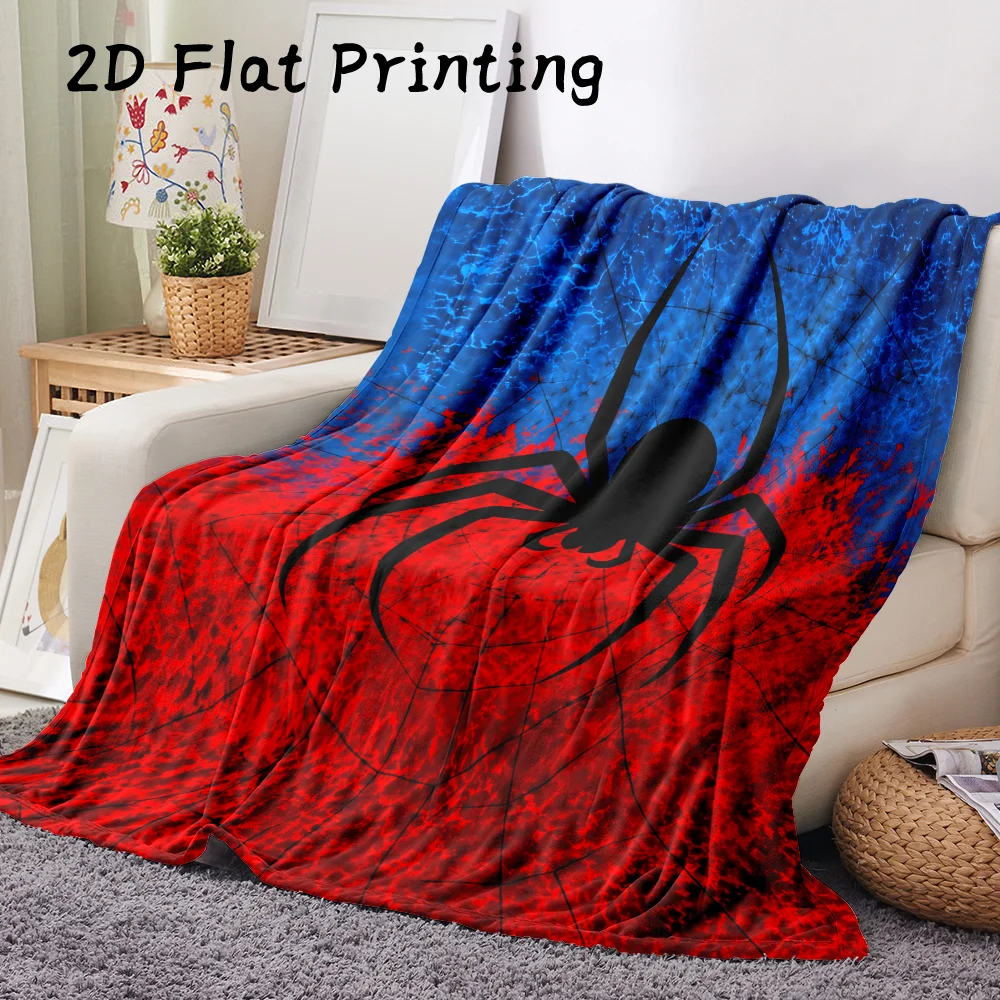 1PC 2D Flat Print Spider Flannel Blanket, Super Soft — Christmas Decoration, Holiday Parties, Everyday Use and Gift Giving