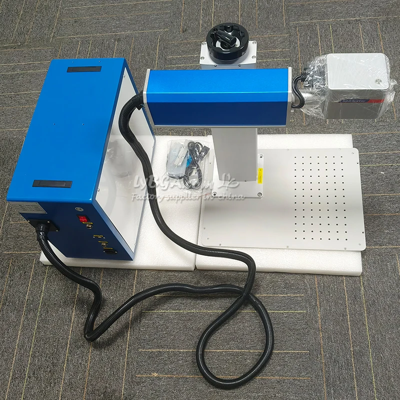 20W 30W 50W Mini Fiber Laser Marking Machine With Rotation axis Metal Engraving Machine for PVC Plastic Stainless Steel Cartoon