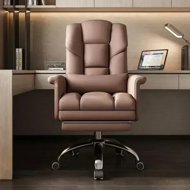 European Steel Boss Leisure Office Chair Light Luxury Bedroom Furniture Computer Chairs with Backrest Home Reclining Armchairs