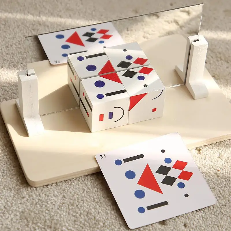 1 Juego de juguetes de recursos de aprendizaje parroquial para niños, rompecabezas con imagen de espejo 3D, pensamiento lógico espacial, entrenamiento, juego intelectual a juego