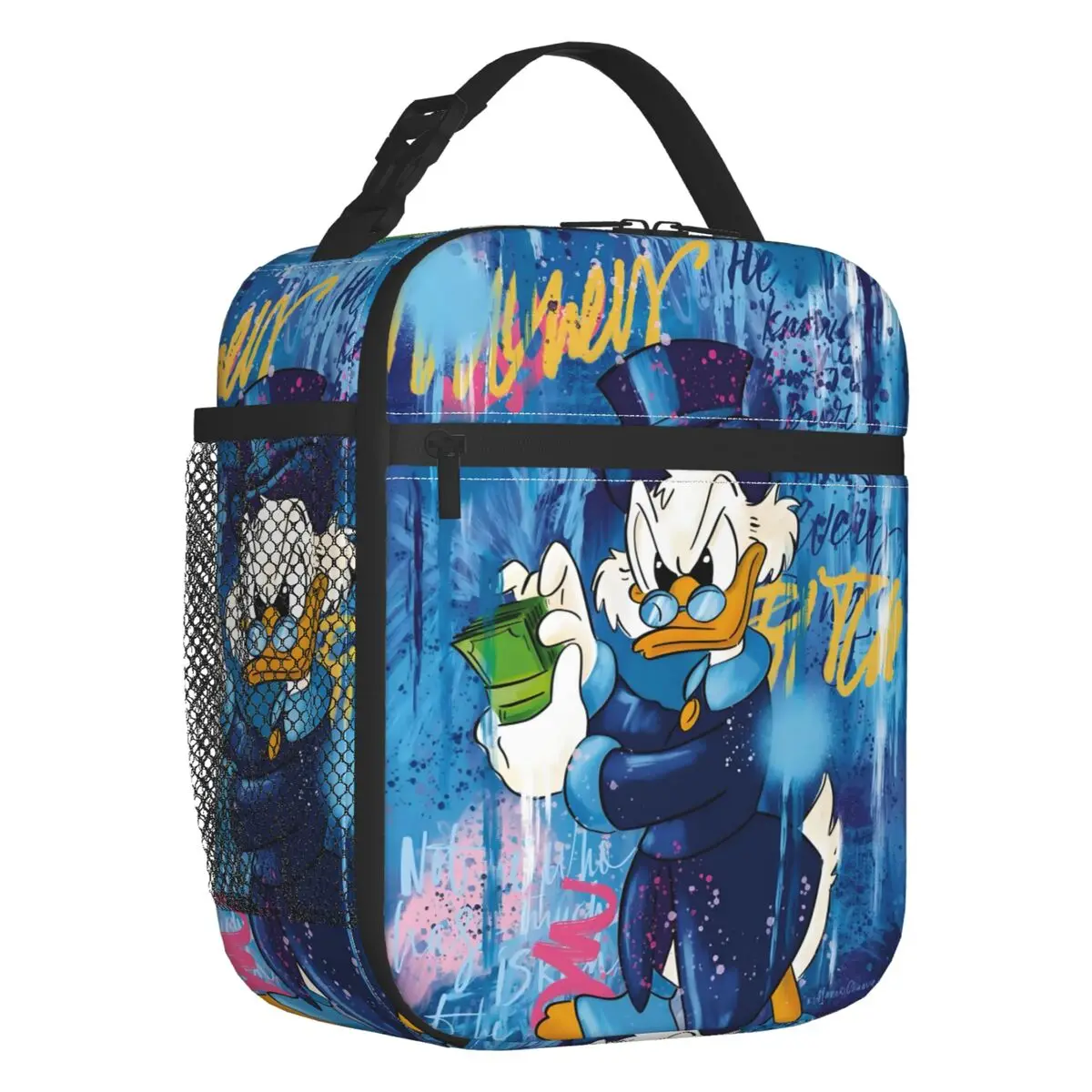 Custom Donald Duck Anime Cartoon Insulated Lunch Bag for Outdoor Picnic Graffiti Design Resuable Thermal Cooler Bento Box